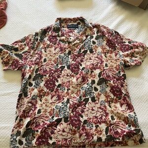 Abercrombie & Fitch Camp Collar Linen-blend shirt large floral